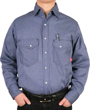 BOCOMAL FR Shirts for Men Printed Plaid Flame Resistant Clothing 6.5oz Cotton Button Up Welding Shirts NFPA2112 CAT2