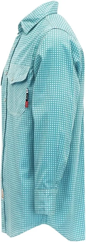 BOCOMAL FR Shirts for Men Printed Plaid Flame Resistant Clothing 6.5oz Cotton Button Up Welding Shirts NFPA2112 CAT2