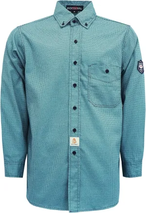 BOCOMAL FR Shirts for Men Printed Plaid Flame Resistant Clothing 6.5oz Cotton Button Up Welding Shirts NFPA2112 CAT2