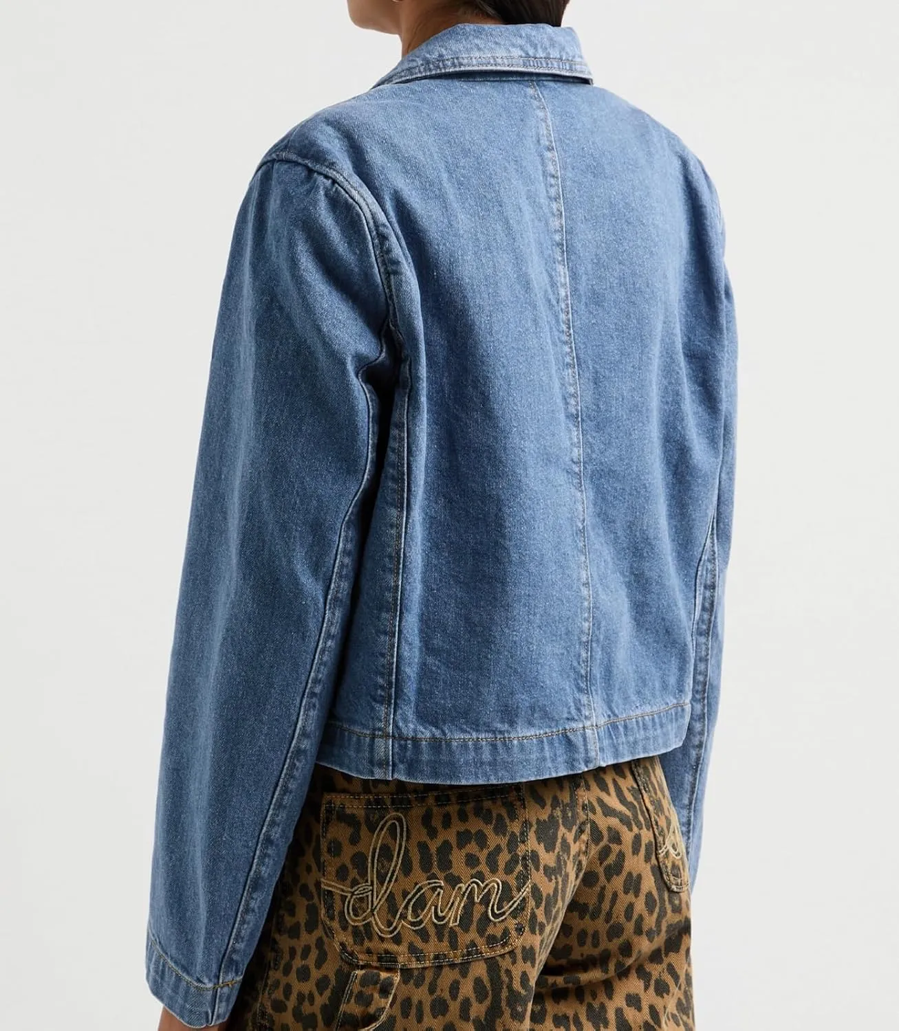 Bowanadacles Woman Fashion Tie Up Denim Jacket Fall Lapel Neck Open Front Jeans Top Long Sleeves Crop Denim Coat Streetwear
