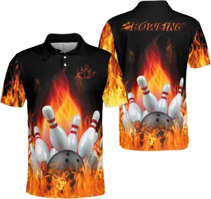 Bowling Polo Shirts 3D for Men & Women, Bowling Jersey Shirt, Team Bowling Shirts Short Sleeve Polo Gift