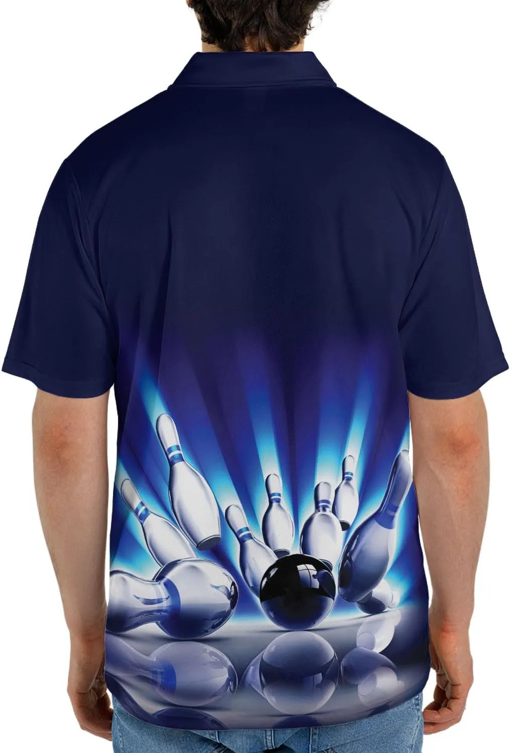 Bowling Polo Shirts 3D for Men & Women, Bowling Jersey Shirt, Team Bowling Shirts Short Sleeve Polo Gift