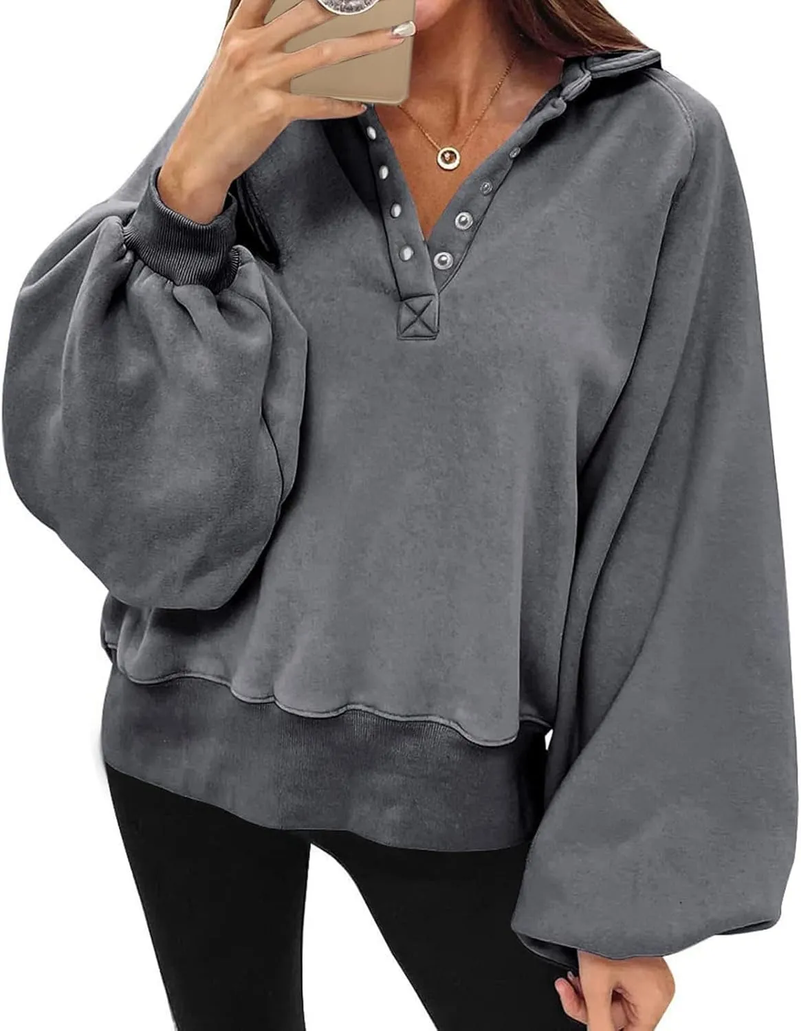 Ceboyel Oversized Sweatshirts for Women Lantern Sleeve Pullover Loose Fit Trendy Hoodies Trending Winter Outfits Clothes 2023