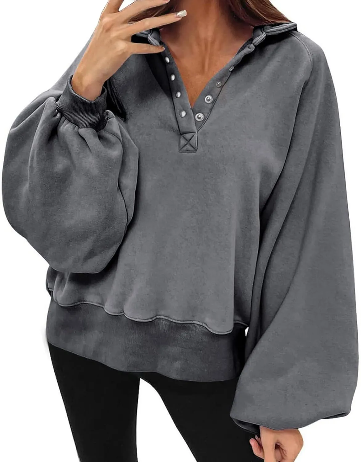Ceboyel Oversized Sweatshirts for Women Lantern Sleeve Pullover Loose Fit Trendy Hoodies Trending Winter Outfits Clothes 2023
