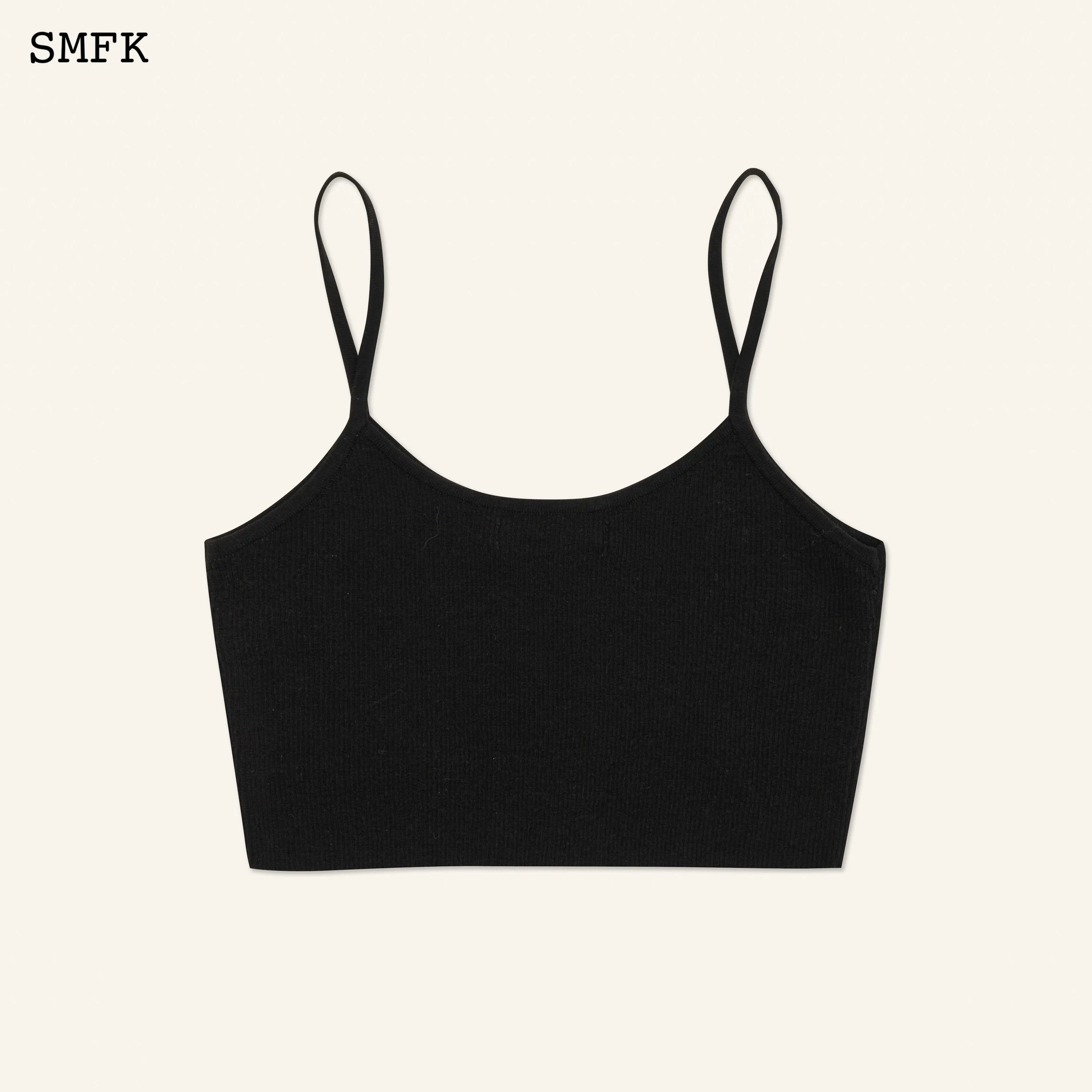Compass Cross Classic Knitted Ultra Short Vest Top Black
