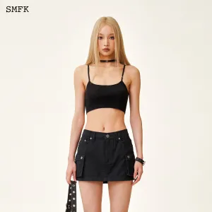 Compass Cross Classic Knitted Ultra Short Vest Top Black