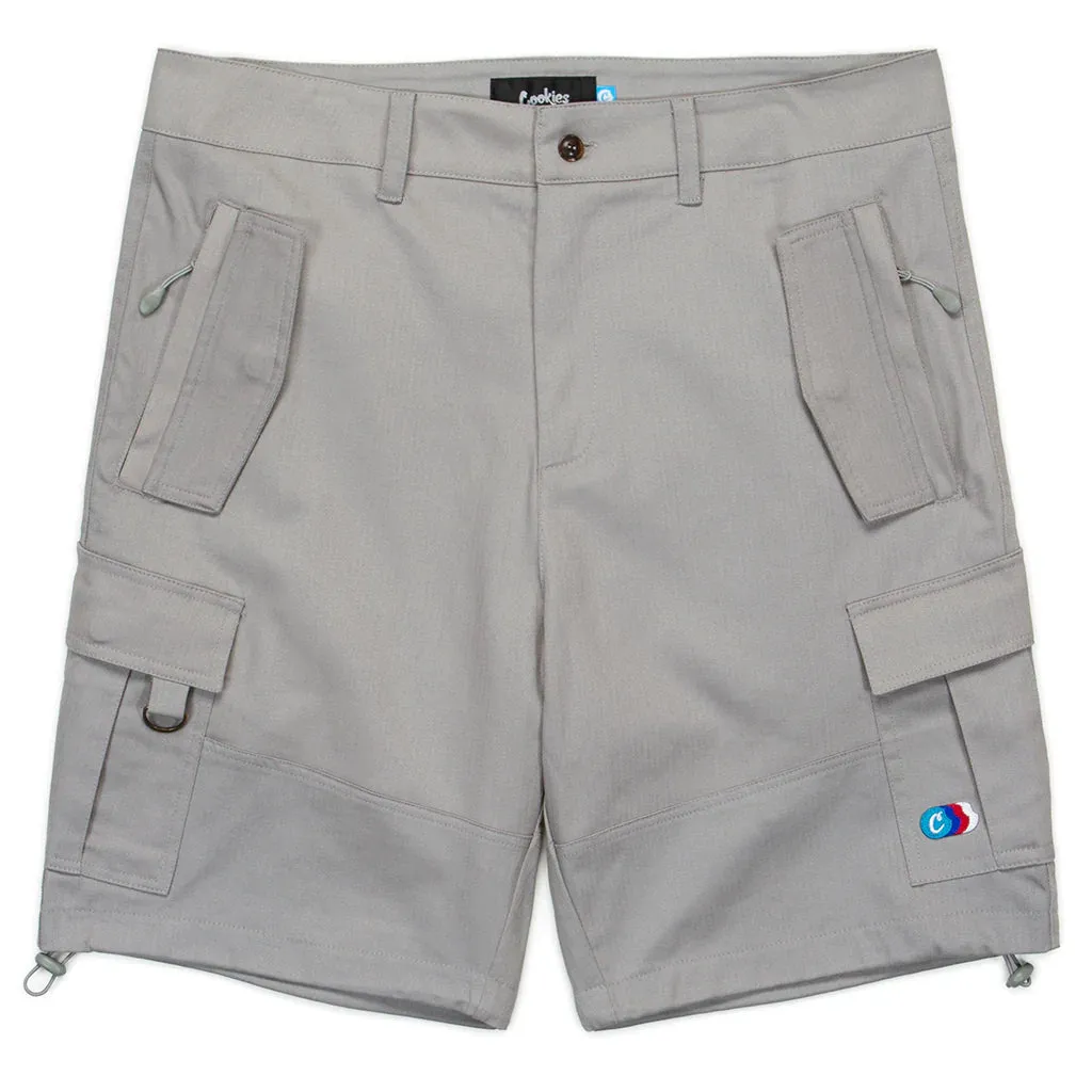 Cookies Back To Back Herringbone Grey Cargo Shorts