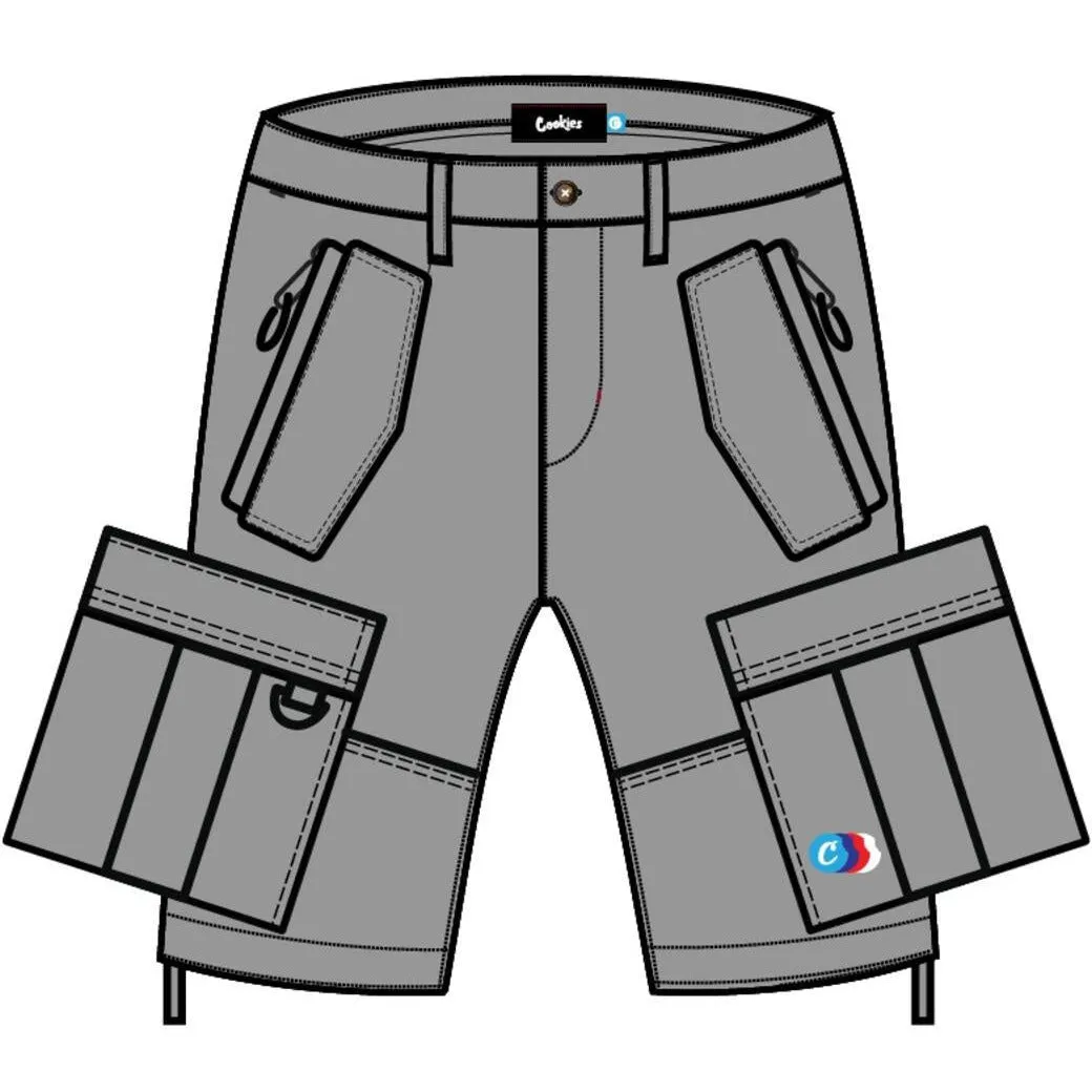 Cookies Back To Back Herringbone Grey Cargo Shorts