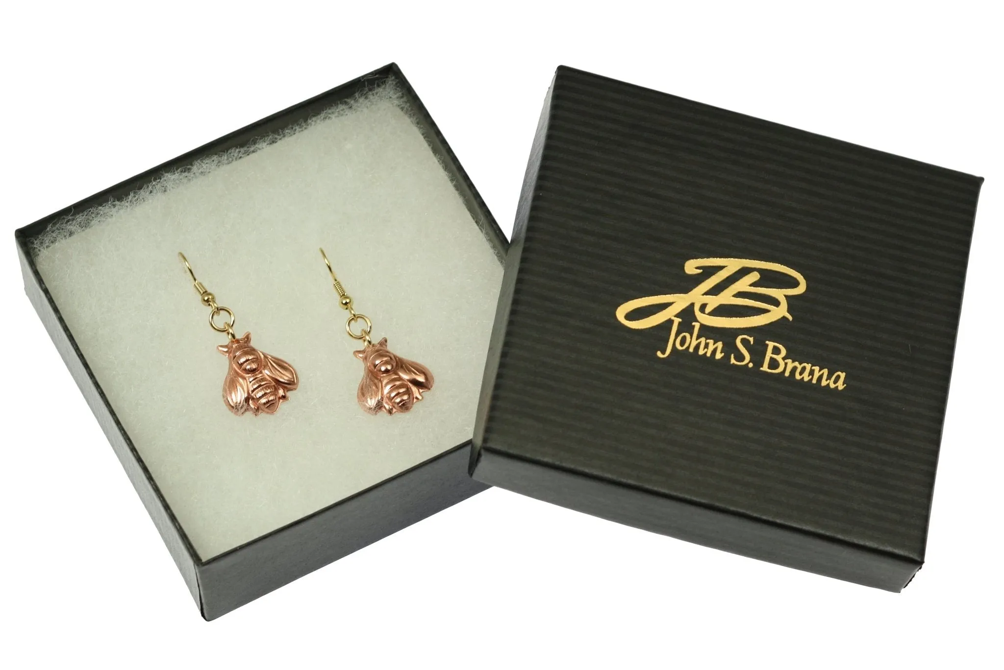 Copper Honey Bee Drop Earrings