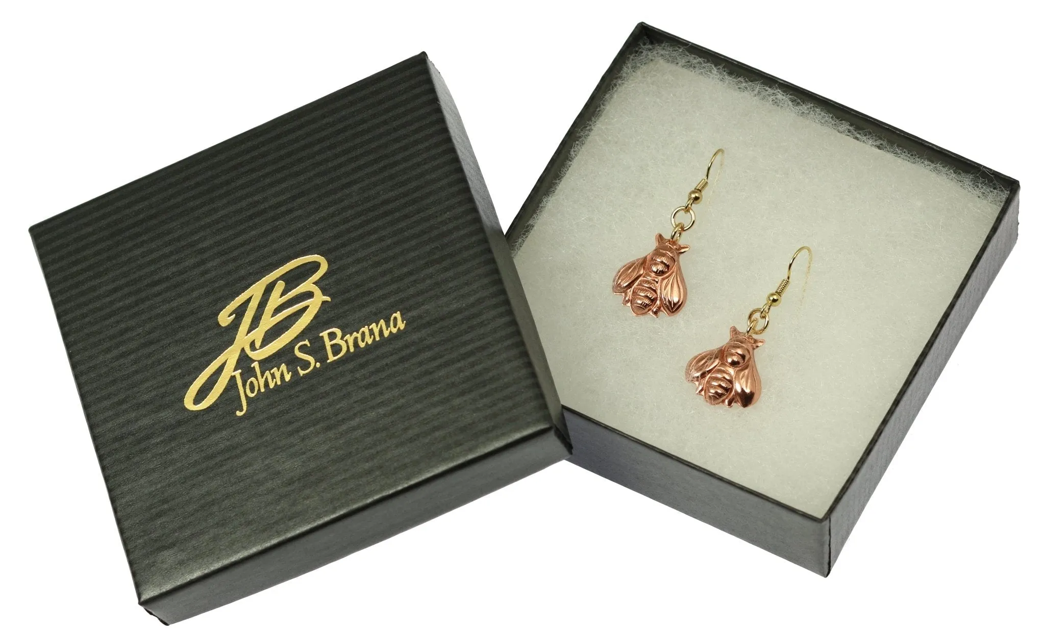 Copper Honey Bee Drop Earrings