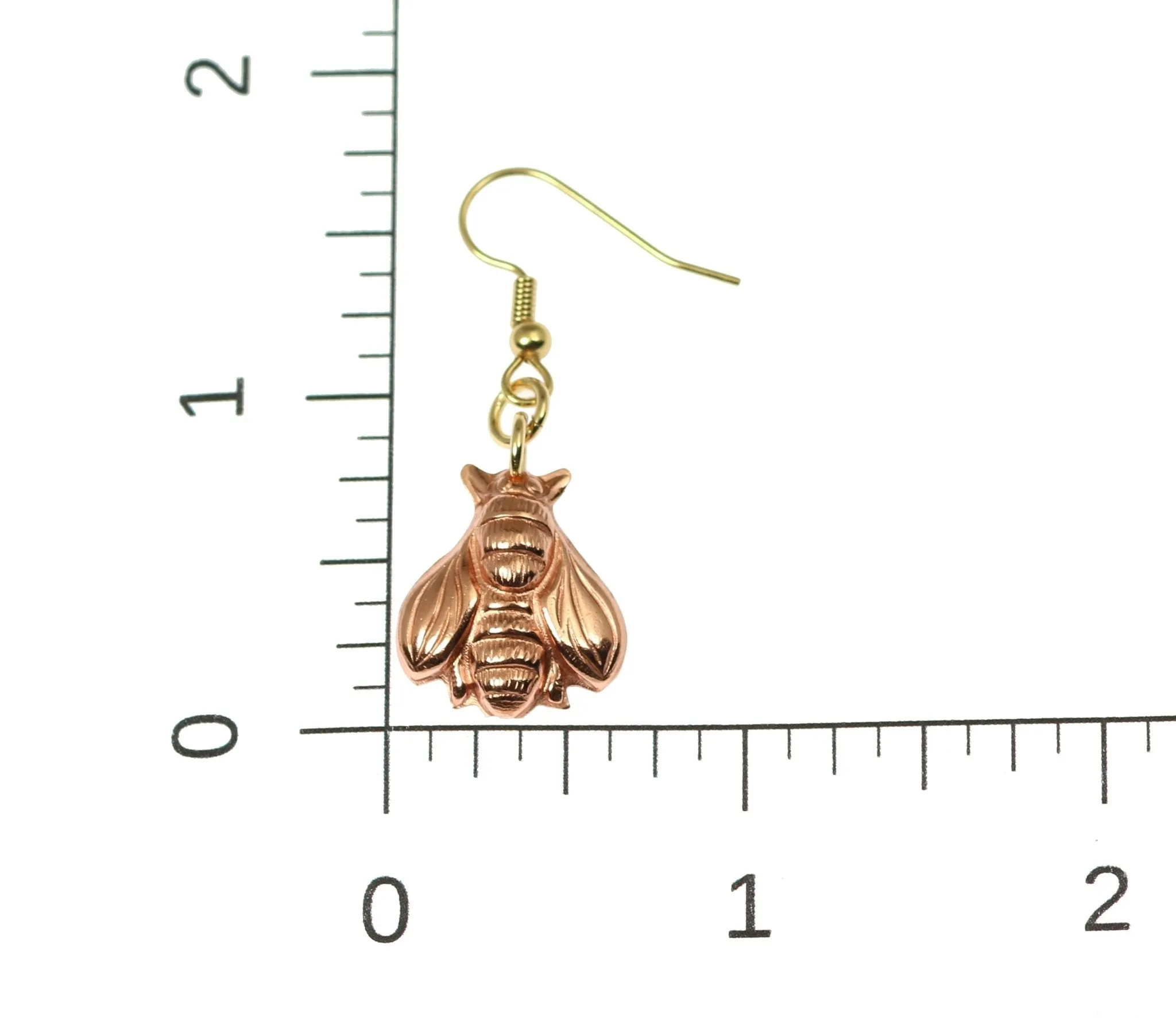 Copper Honey Bee Drop Earrings