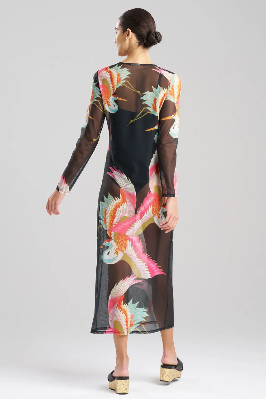 Crane Mesh Long Sleeve Sheer Dress