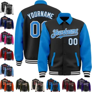 Custom Men's Varsity Letterman Baseball Leather Jacket Lapel Collar Jacket High School Full-snap Bomber Jerseys