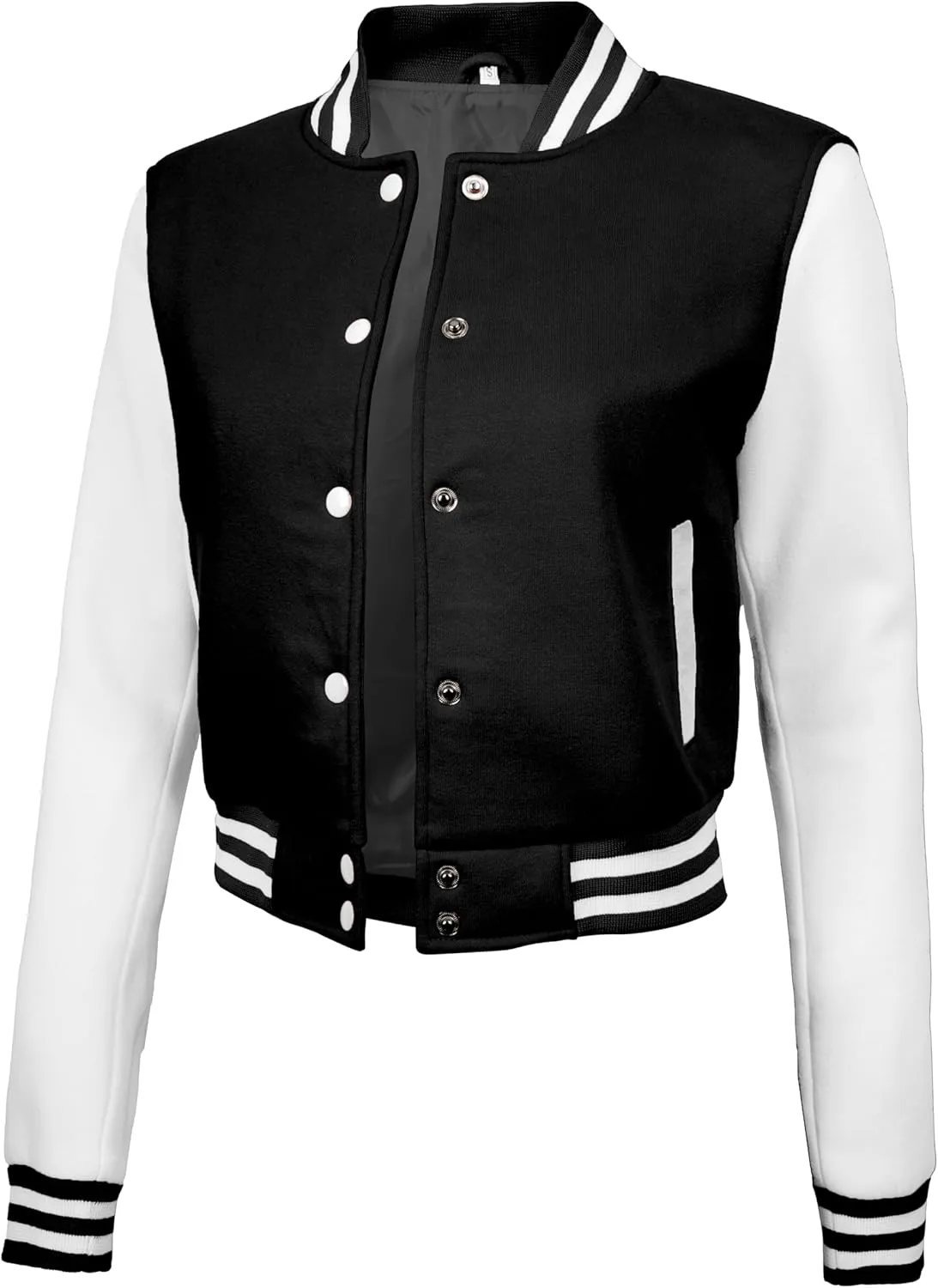 Decrum Cropped Letterman Jacket Women - Baseball Style Highschool Womens Varsity Jackets Bomber