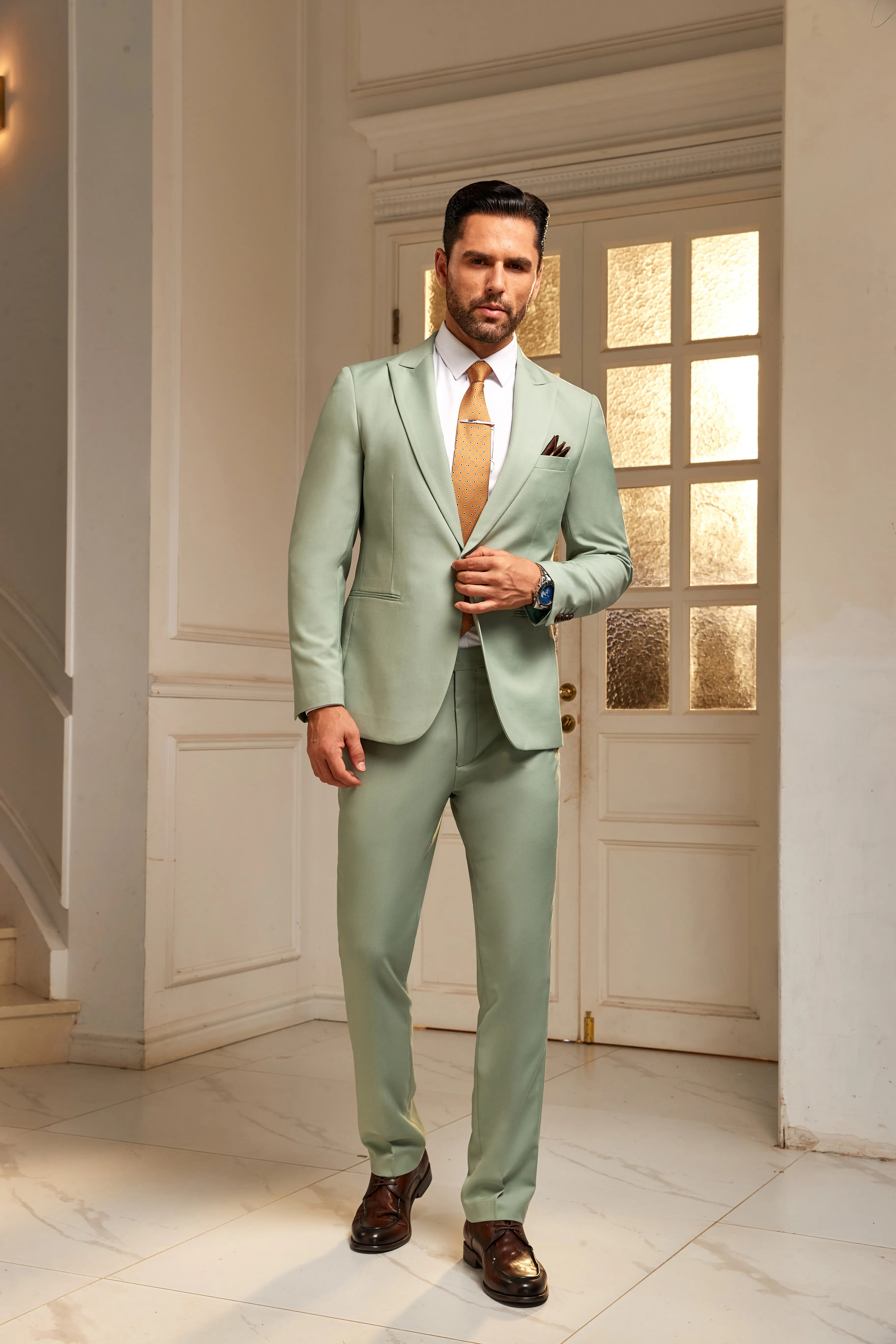 Designer Style Unique Design 2 Pieces Men's Suits Jacket Pants 2589
