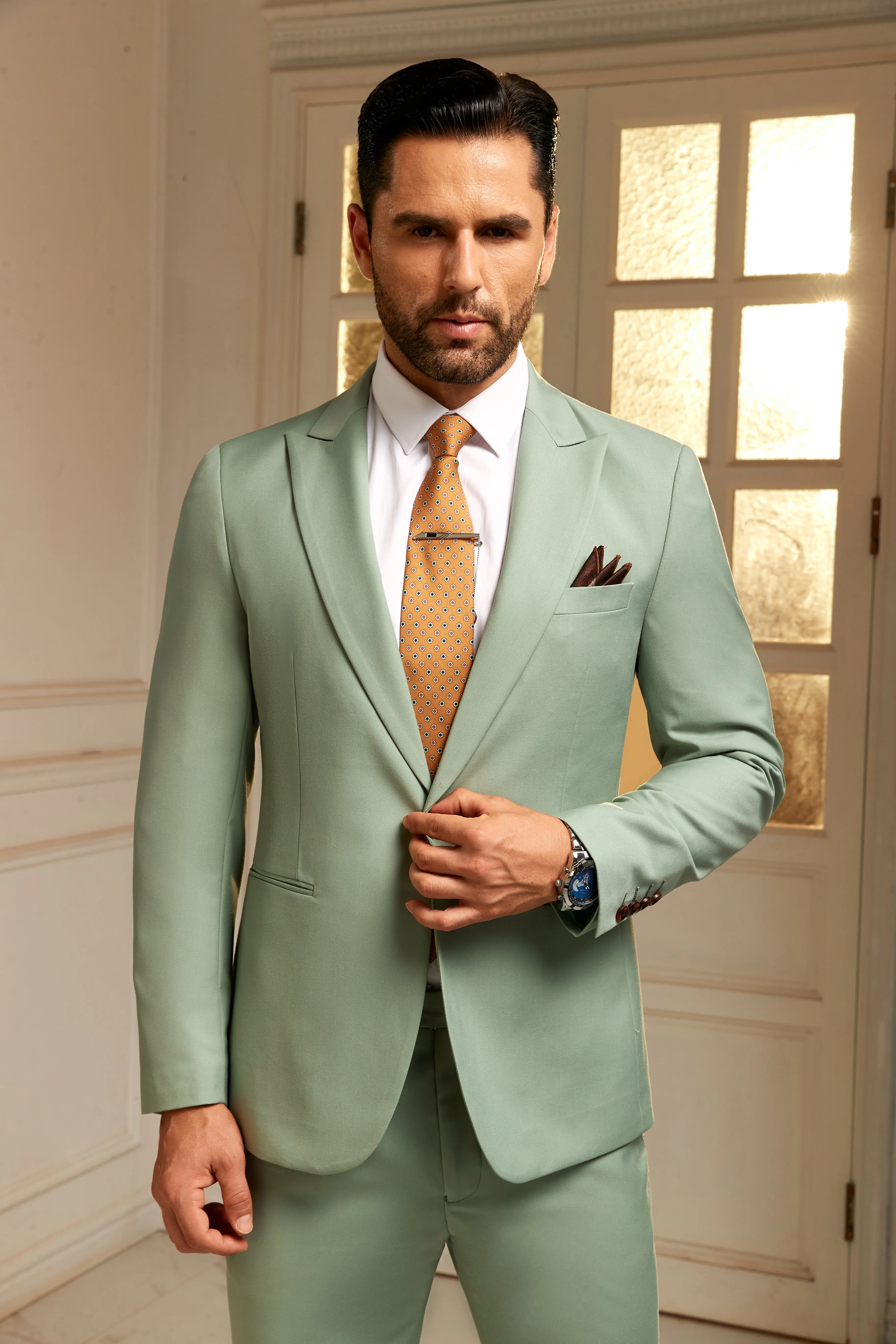Designer Style Unique Design 2 Pieces Men's Suits Jacket Pants 2589