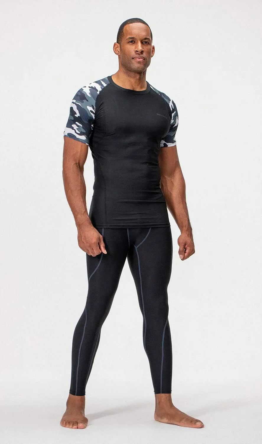 DEVOPS 3 Pack Men's Cool Dry Short Sleeve Compression Shirts, Sports Baselayer T-Shirts Tops, Athletic Workout Shirt