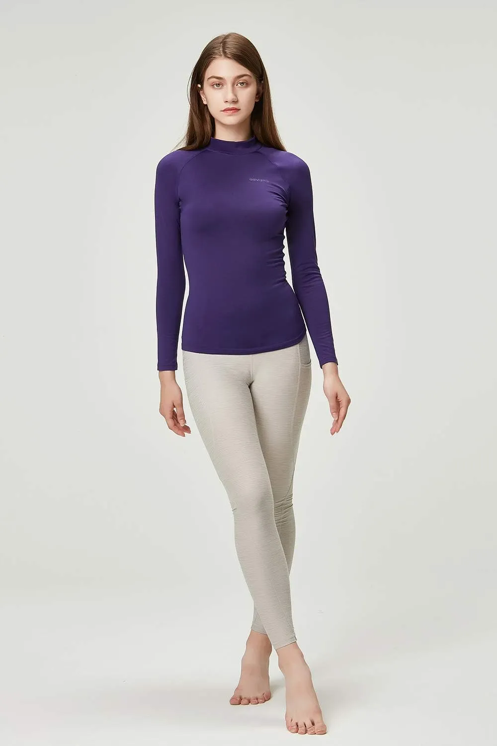 DEVOPS Women's 2 Pack Thermal Turtle Long Sleeve Shirts Compression Baselayer Tops