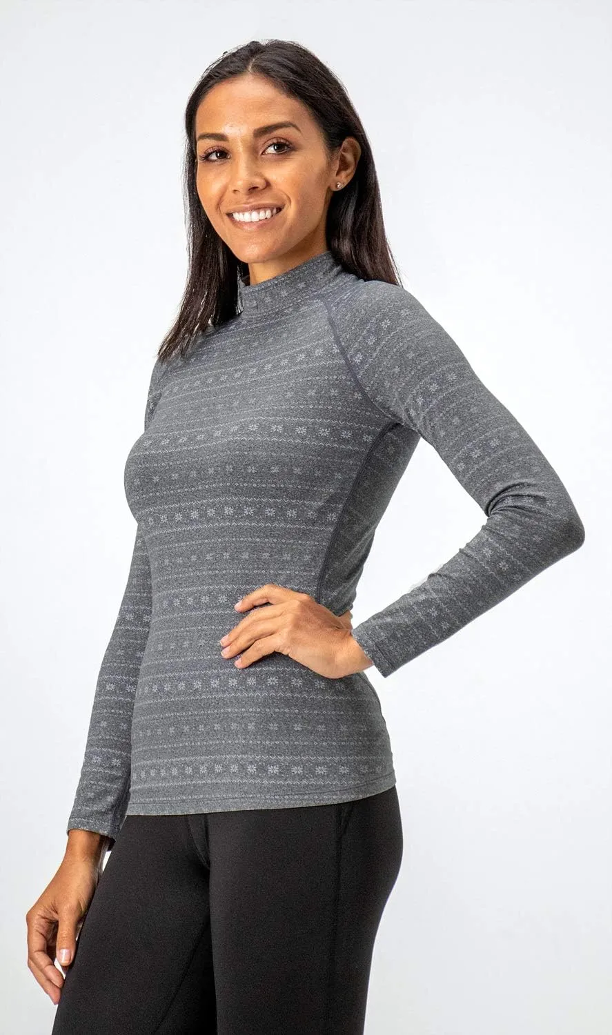 DEVOPS Women's 2 Pack Thermal Turtle Long Sleeve Shirts Compression Baselayer Tops