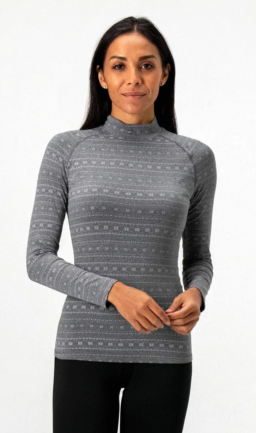 DEVOPS Women's 2 Pack Thermal Turtle Long Sleeve Shirts Compression Baselayer Tops
