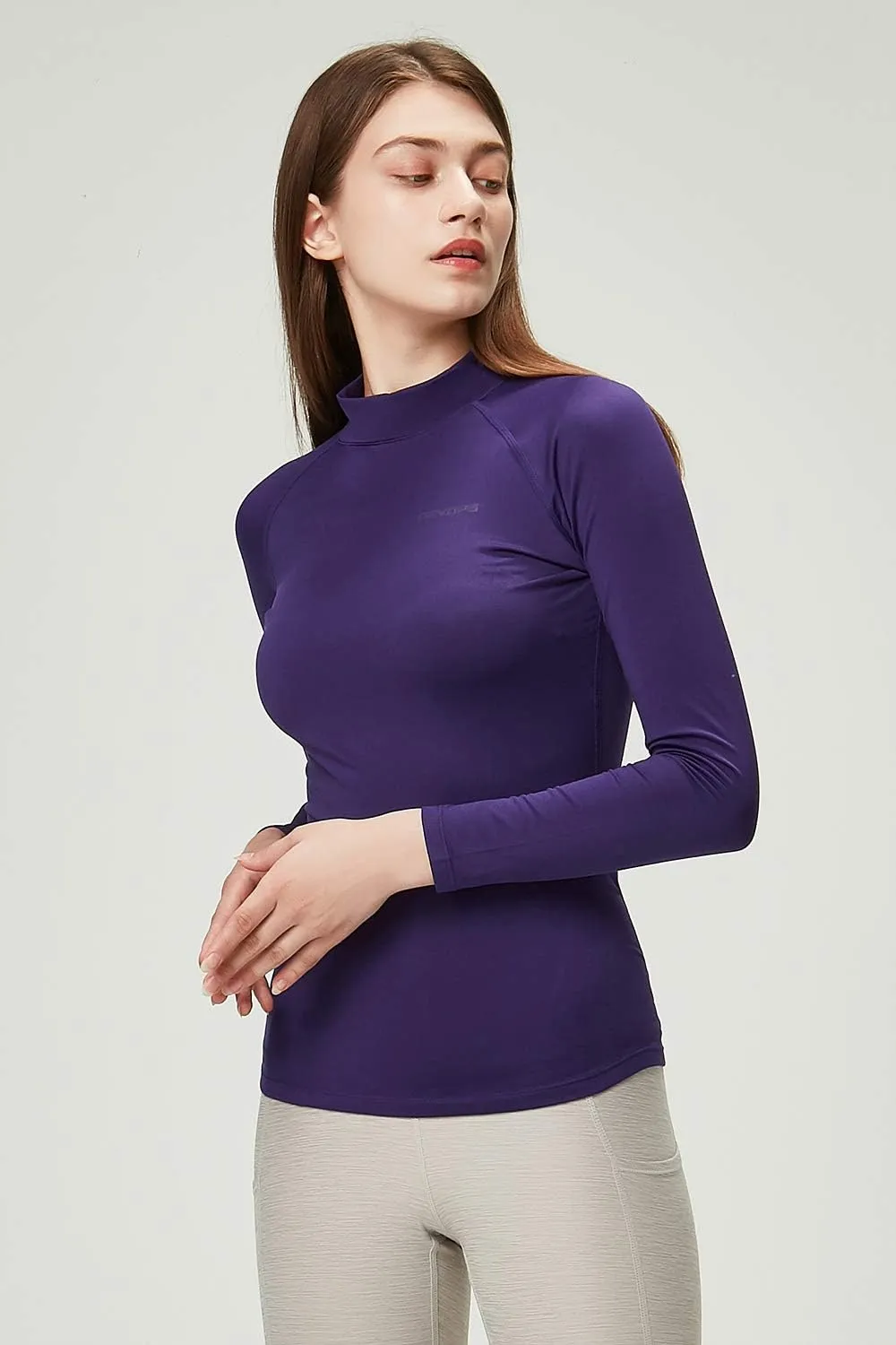 DEVOPS Women's 2 Pack Thermal Turtle Long Sleeve Shirts Compression Baselayer Tops