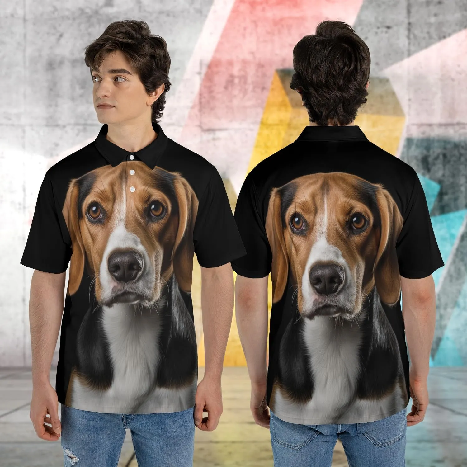 Dog Face Polo Shirts for Men - Dog Breed Mens Quick Dry Short Sleeve Polo Shirts Series 19