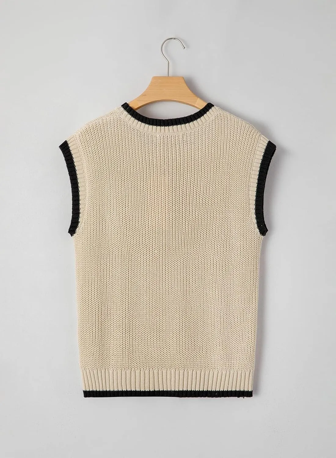 Dokotoo Tank Tops for Women Round Neck Cap Sleeve Color Block Cable Knit Womens Tank Tops Sweater Vest Women