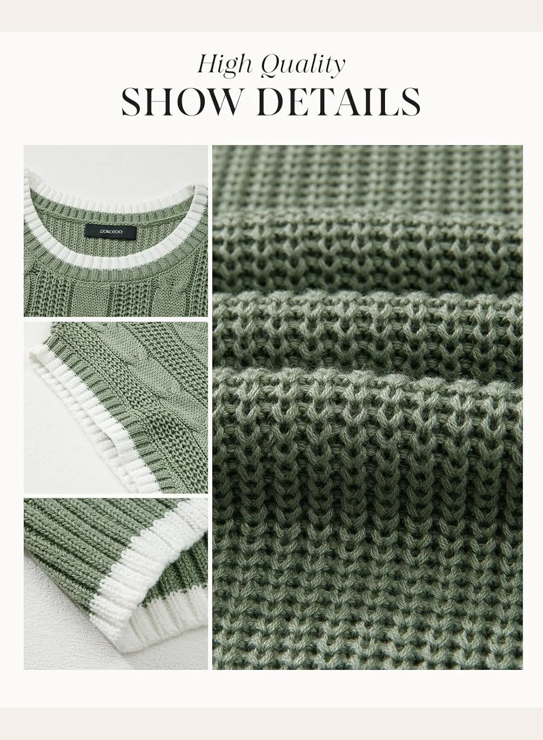 Dokotoo Tank Tops for Women Round Neck Cap Sleeve Color Block Cable Knit Womens Tank Tops Sweater Vest Women