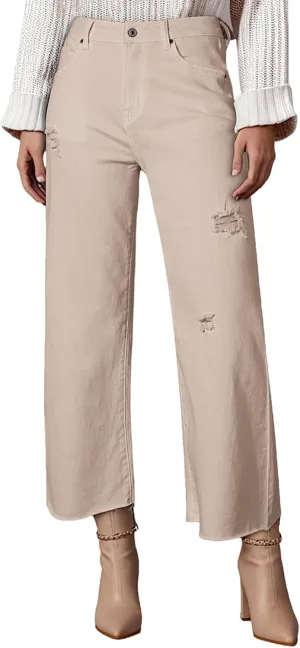 Dokotoo Womens High Waist Baggy Jeans Wide Leg Casual Petite 2025 8 Points Length Stretch Denim Pants