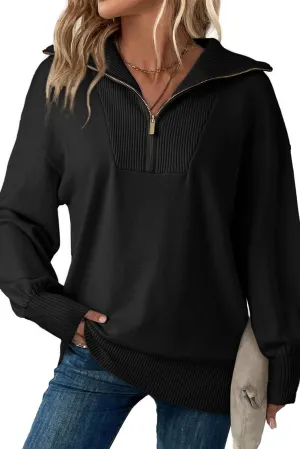 Dokotoo Womens Oversized Sweatshirt Long Sleeve 1/4 Zip Pullover Polo V-Neck Fall Sweaters for Women 2024