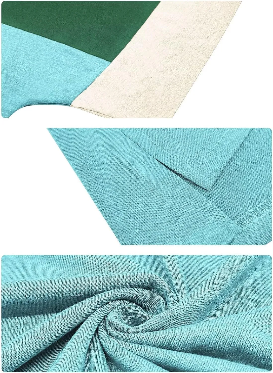 DOLNINE Plus-Size-Tops for Women Summer Color Block Shirts Casual Crewneck Tees Trendy Going Out Side Split Tunics XL-5XL
