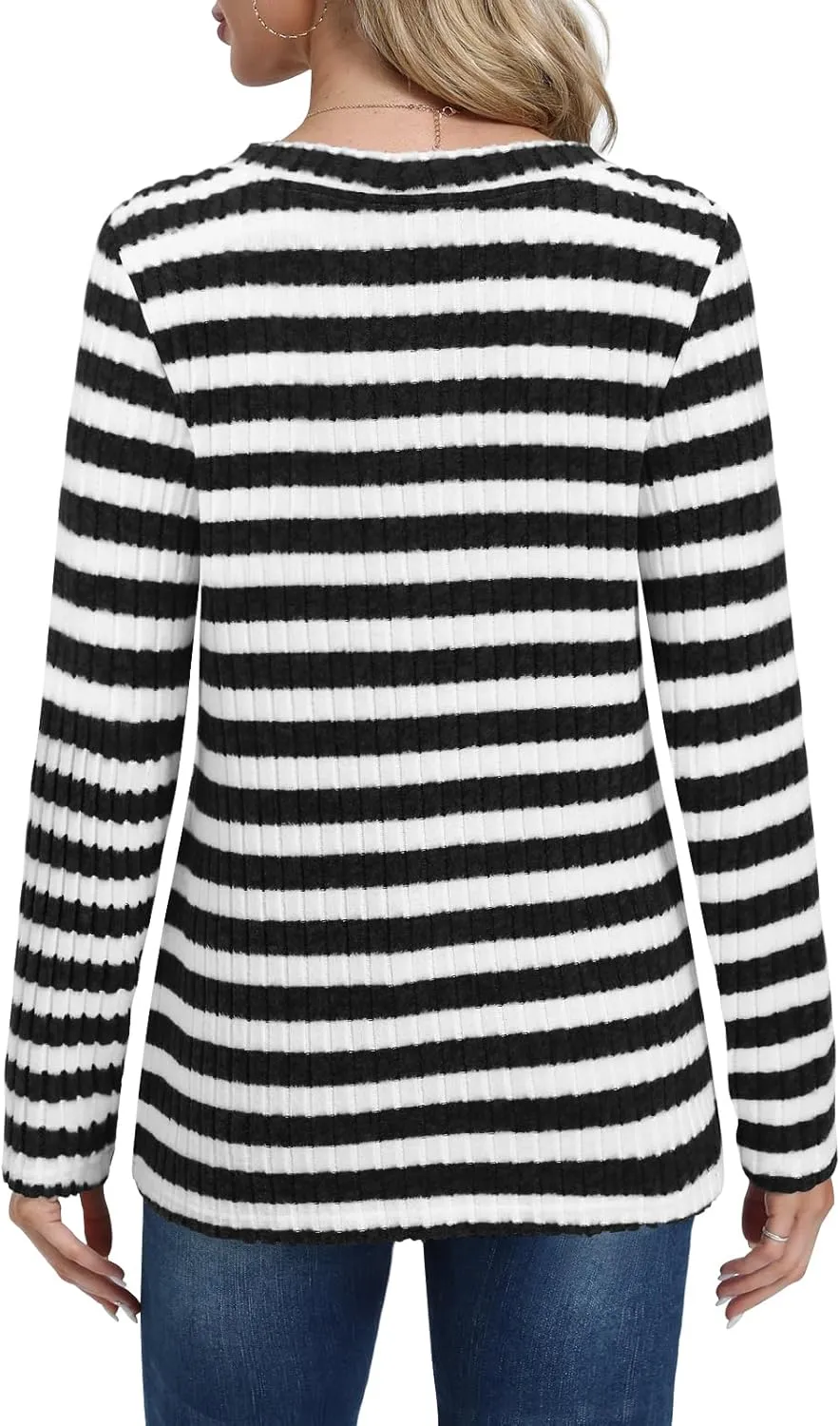 DouBCQ Womens Long Sleeve Shirts Casual V Neck Tunic Tops Fashion Loose Fall Sweaters