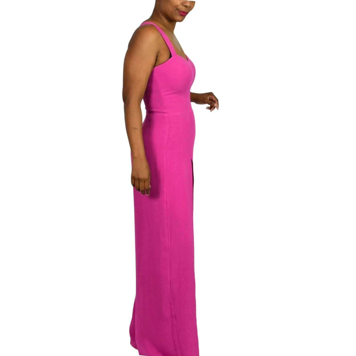 Dress the Population Rai Jumpsuit Pink Fuchsia Wide Leg Sweetheart Fitted Size Small