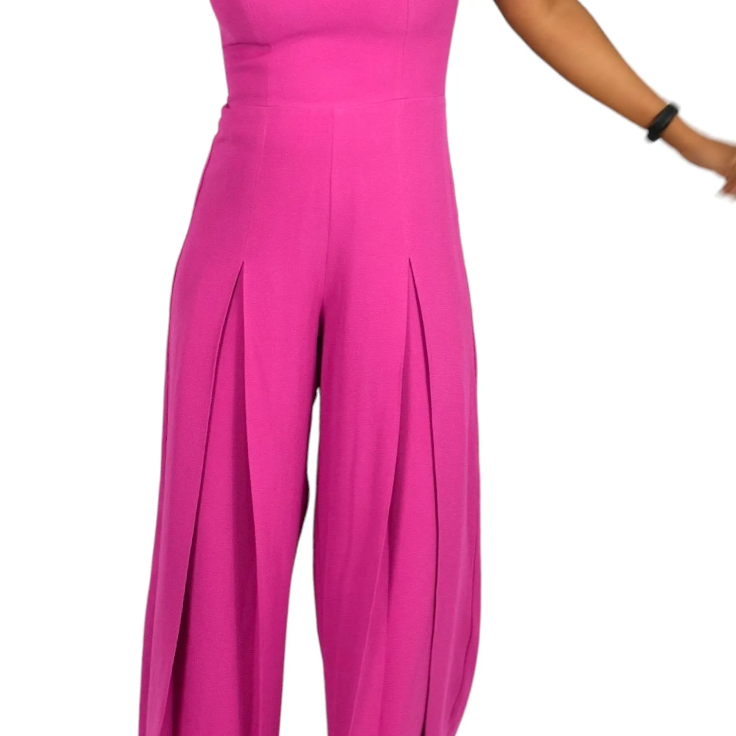 Dress the Population Rai Jumpsuit Pink Fuchsia Wide Leg Sweetheart Fitted Size Small