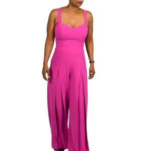 Dress the Population Rai Jumpsuit Pink Fuchsia Wide Leg Sweetheart Fitted Size Small