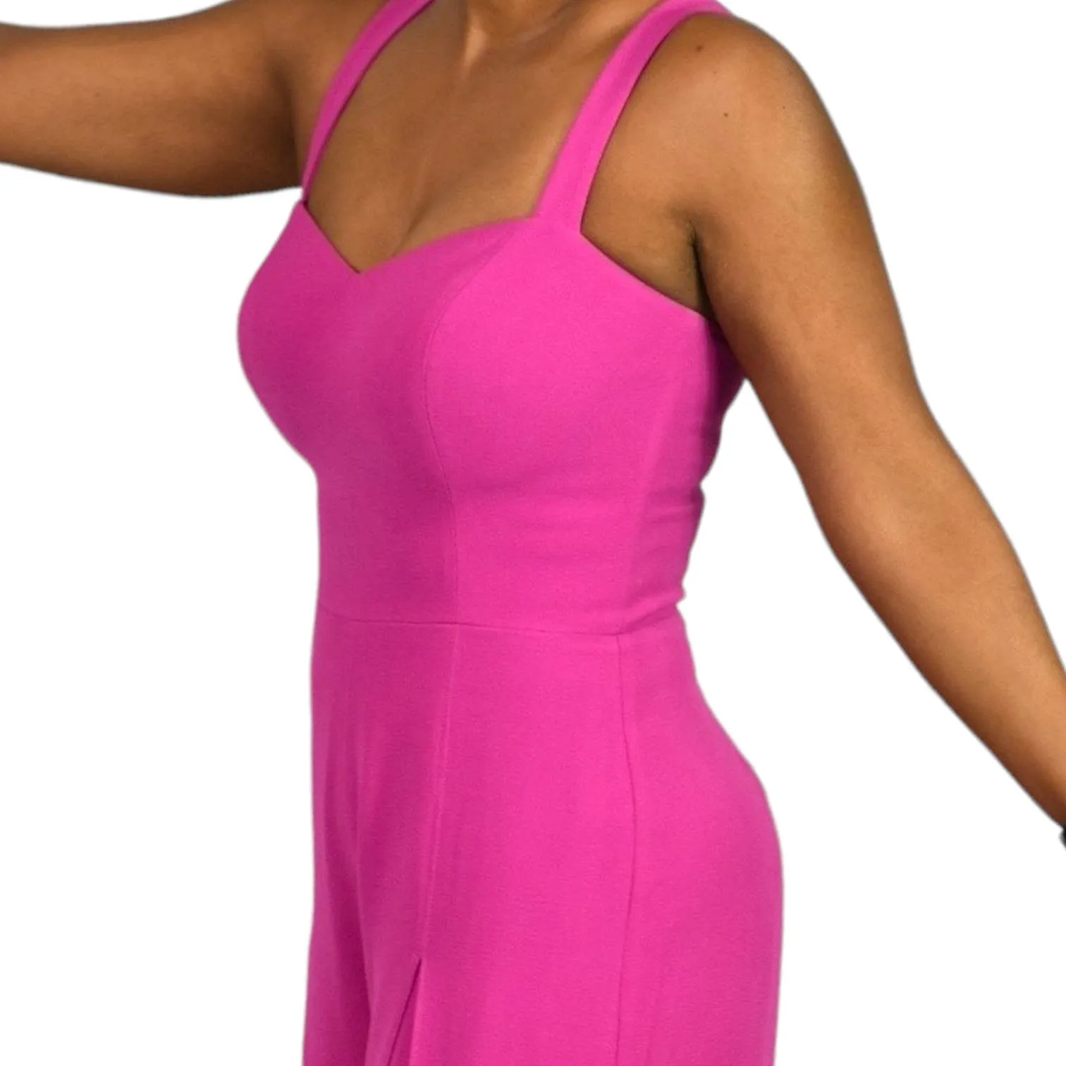 Dress the Population Rai Jumpsuit Pink Fuchsia Wide Leg Sweetheart Fitted Size Small