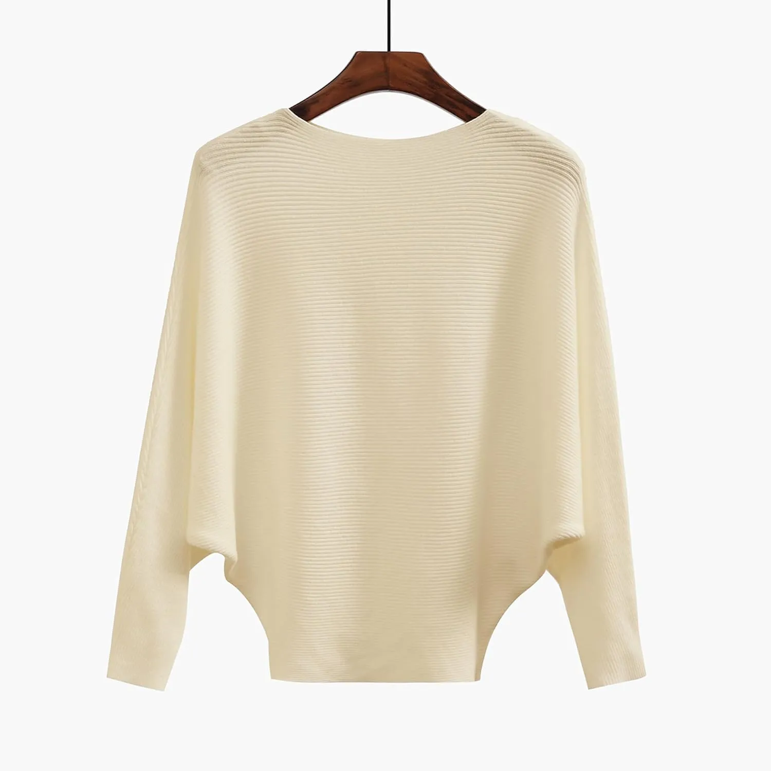 EDSTAR Women Dolman Batwing Sleeves Knitted Sweaters Winter Boat Neck Pullovers Tops