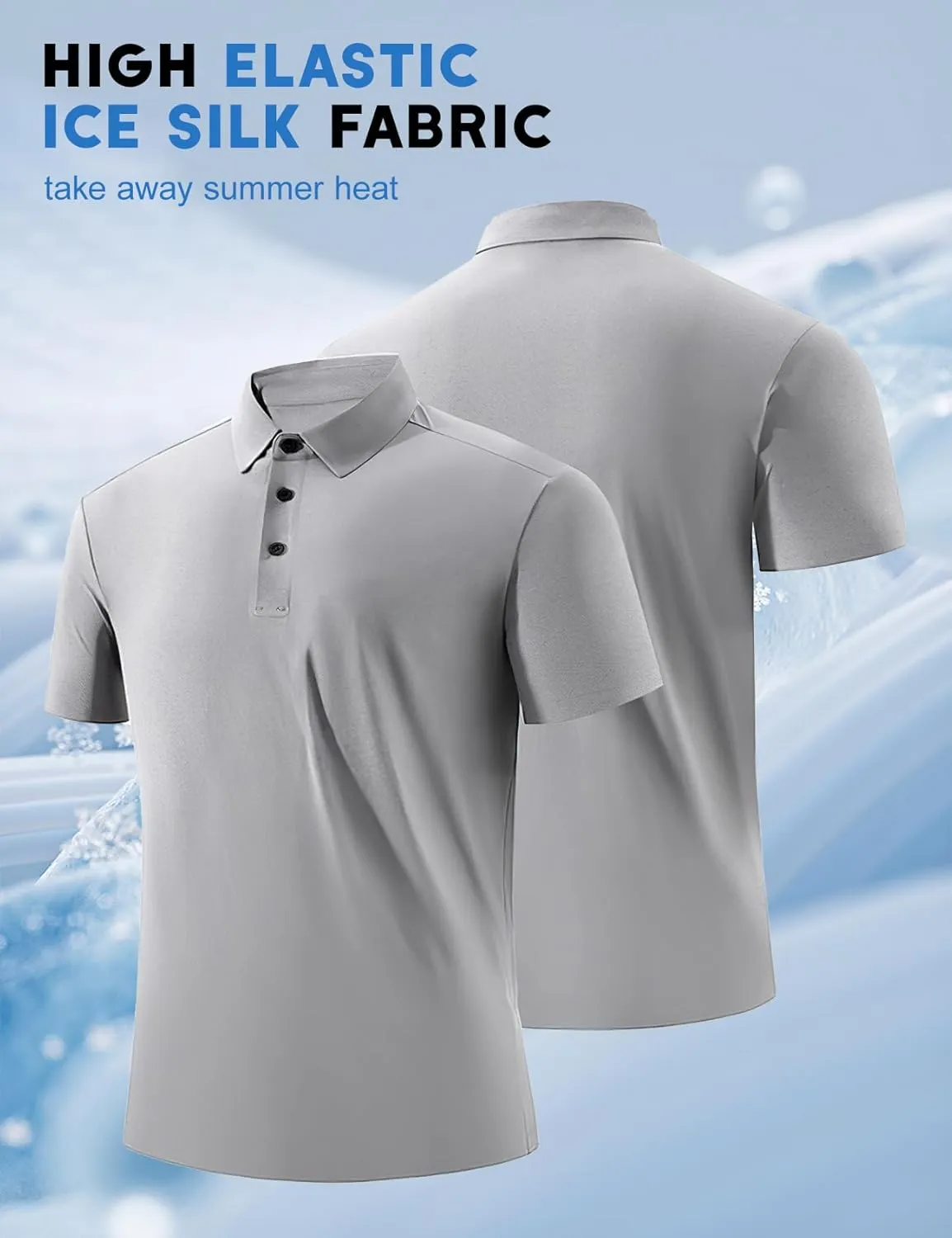 Eisctnd Men's Work Polo Shirts, Tactical Quick Dry Short Sleeve Collared Golf Shirts Moisture Wicking for Business Casual