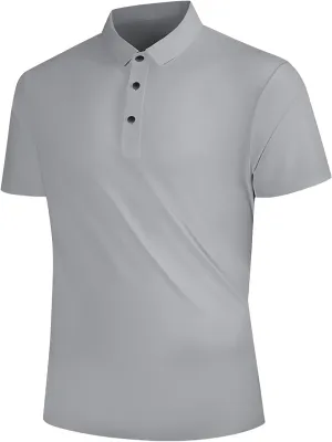 Eisctnd Men's Work Polo Shirts, Tactical Quick Dry Short Sleeve Collared Golf Shirts Moisture Wicking for Business Casual