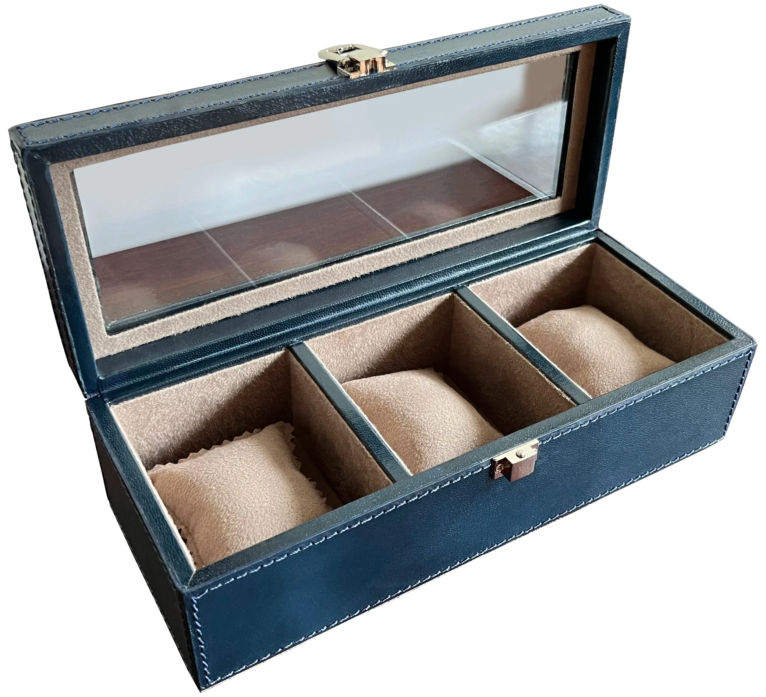 Elite Leather Watch Case - 3 Slots (Blue)