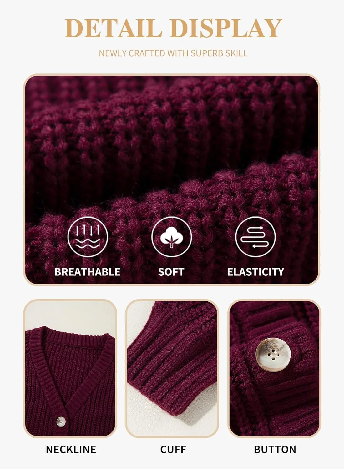 Eytino Womens Plus Size Cardigan Sweater Long Sleeve Button Down Chunky Knit Open Front Cardigans Outwear(1X-5X)