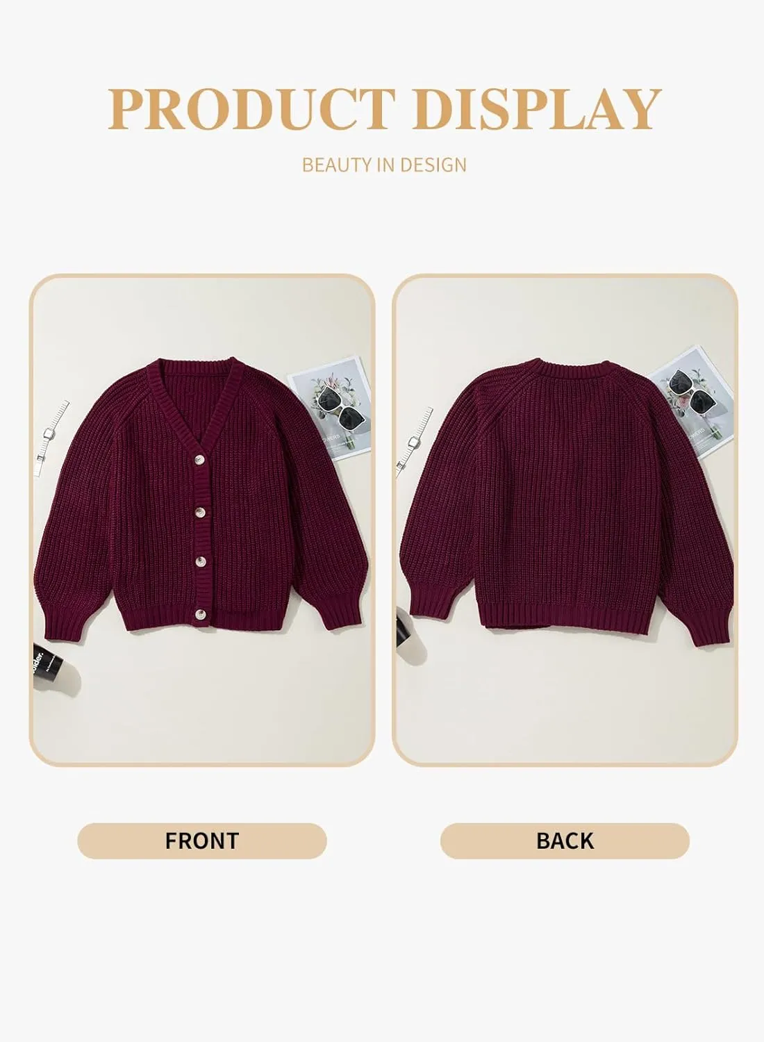 Eytino Womens Plus Size Cardigan Sweater Long Sleeve Button Down Chunky Knit Open Front Cardigans Outwear(1X-5X)