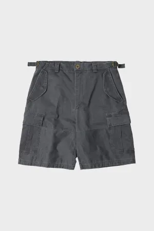 Faded Cotton Cargo Shorts - Charcoal