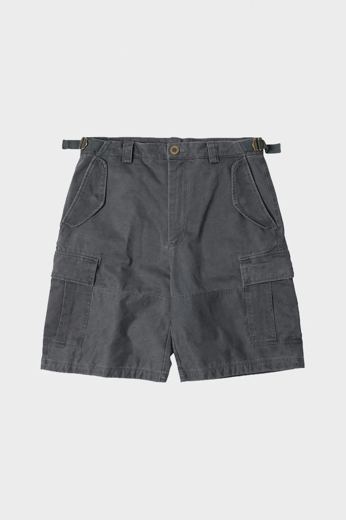 Faded Cotton Cargo Shorts - Charcoal