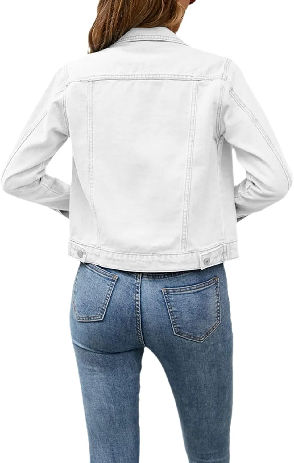 Fanvereka Jean Jackets for Women Fashion Casual Denim Jacket Long Sleeve Button Down Chest Pocket Coat