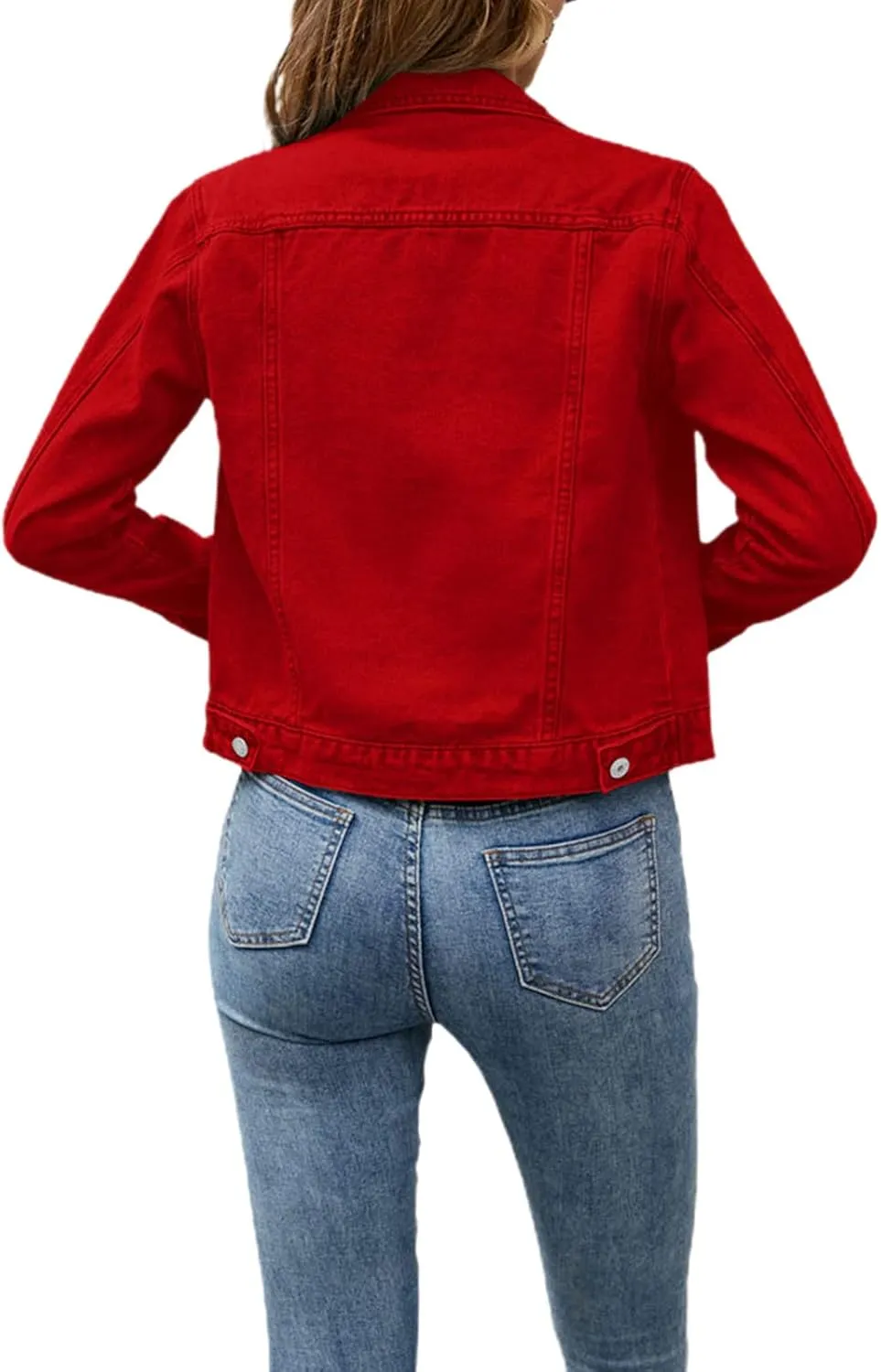 Fanvereka Jean Jackets for Women Fashion Casual Denim Jacket Long Sleeve Button Down Chest Pocket Coat