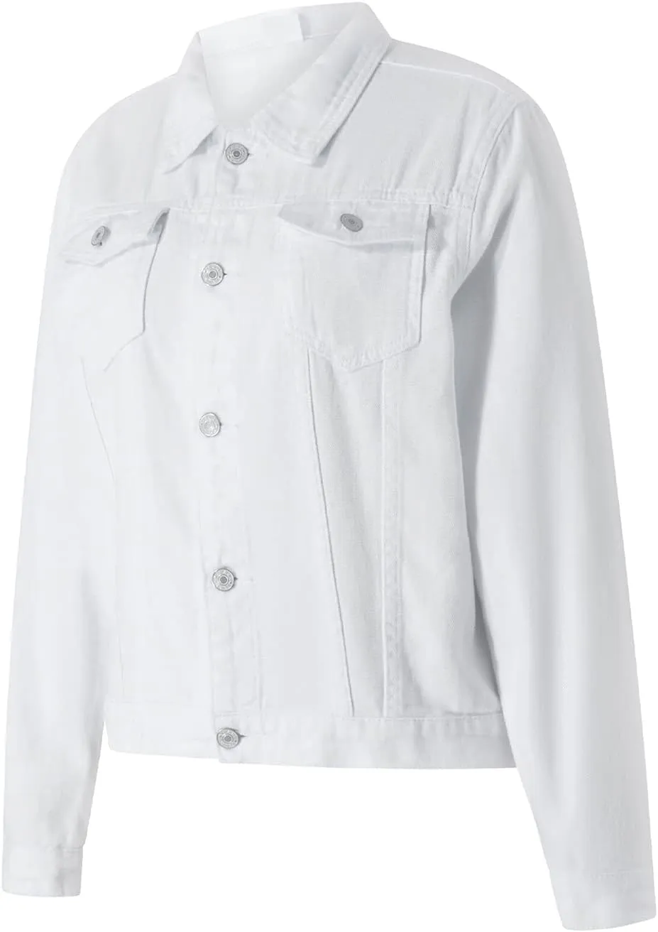 Fanvereka Jean Jackets for Women Fashion Casual Denim Jacket Long Sleeve Button Down Chest Pocket Coat
