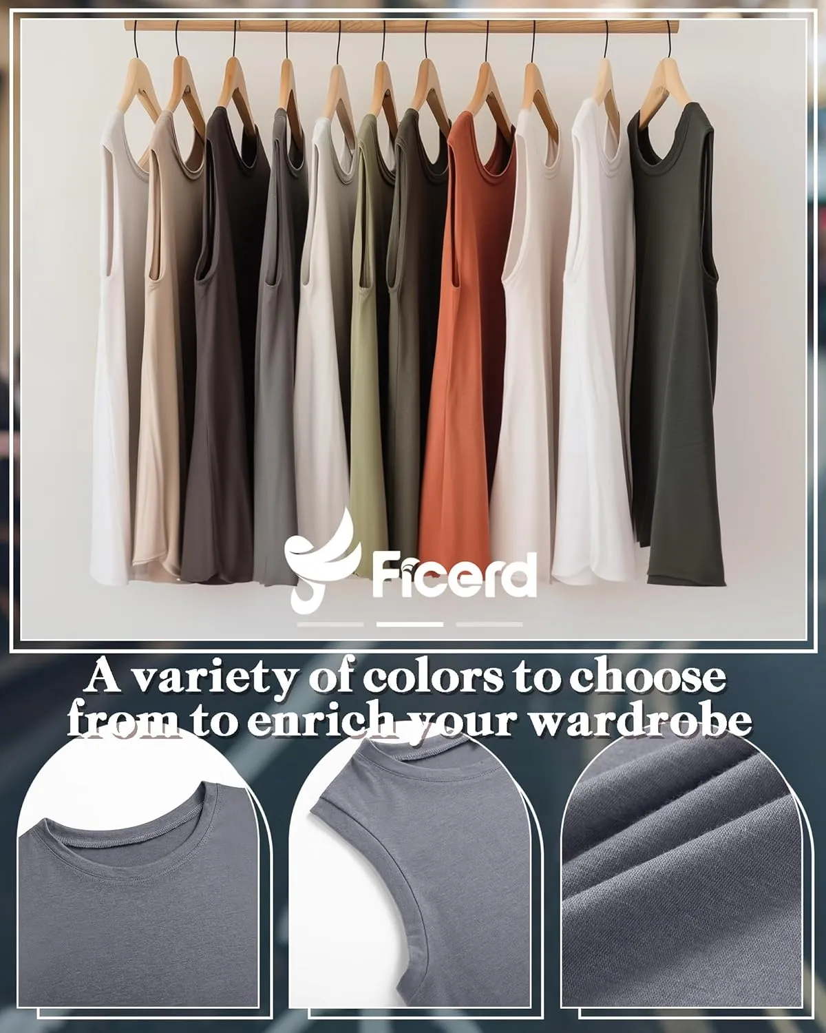 Ficerd 8 Pack Womens Sleeveless Tops, Crew Neck Loose Fit Tank Tops Basic Summer Cotton Shirts Casual 2025 Fashion T Shirts