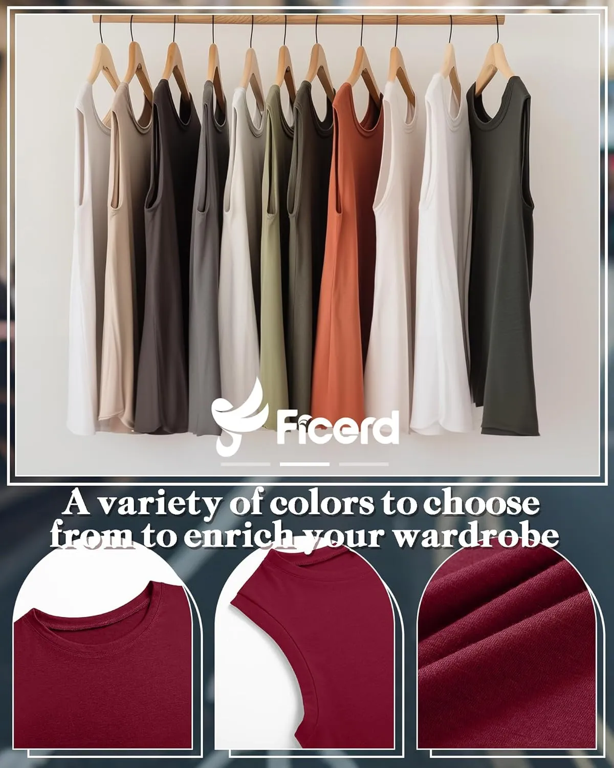 Ficerd 8 Pack Womens Sleeveless Tops, Crew Neck Loose Fit Tank Tops Basic Summer Cotton Shirts Casual 2025 Fashion T Shirts