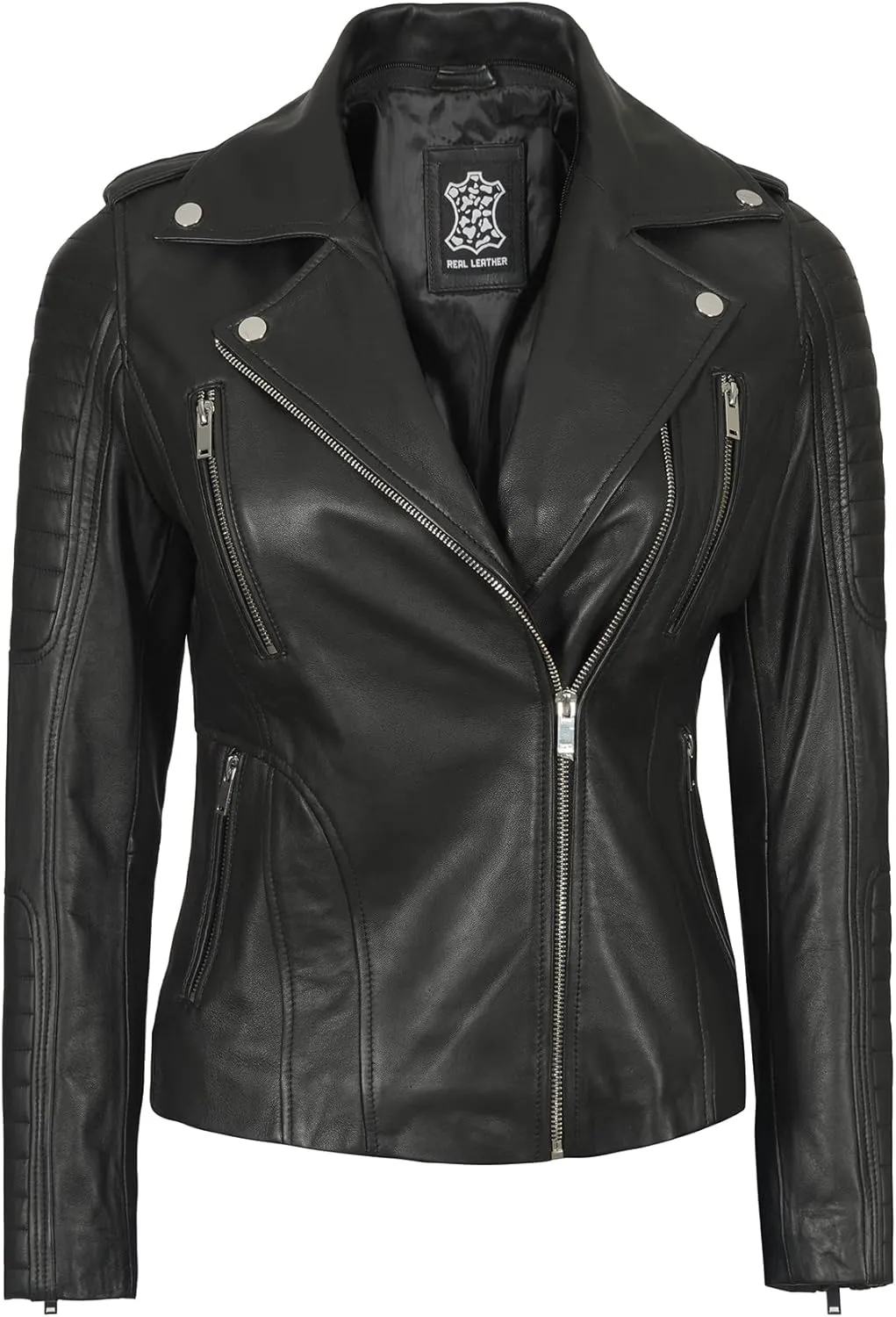 fjackets Leather Jackets For Women - Removable Hood & Bomber Real Lambskin Leather Jacket Womens